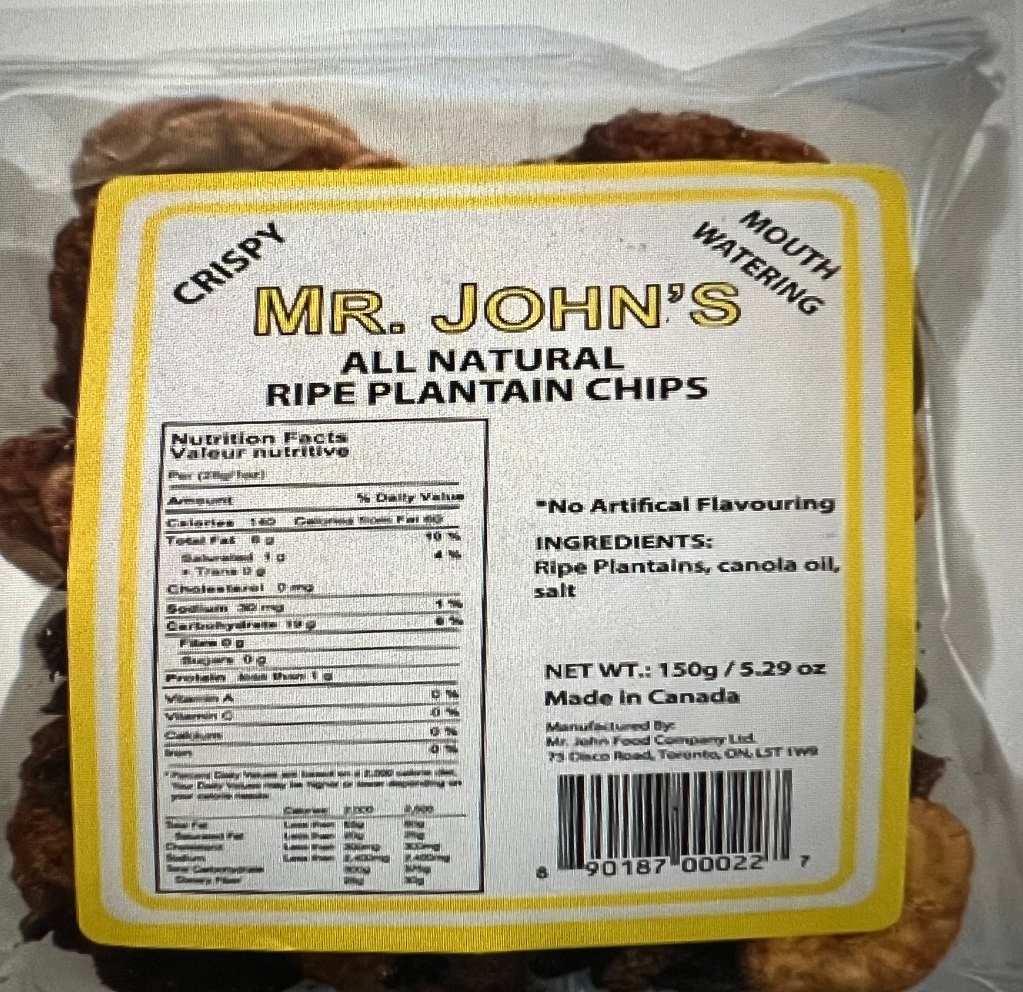 Mr Johns Crispy Ripe plantain chips 150g